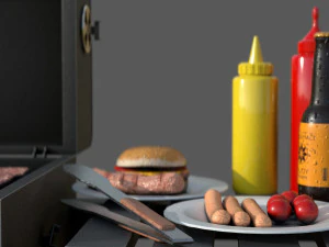 Barbecue with Complements 3D Model