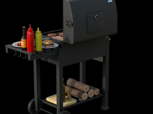 Barbecue with Complements 3D Model