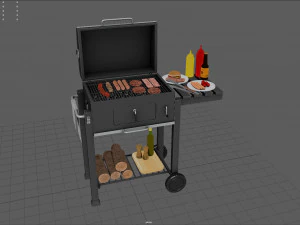 Barbecue with Complements 3D Model