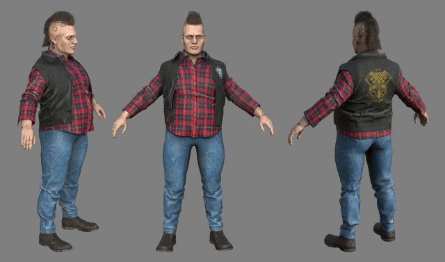 FAT BIKER MAN 3D Model .c4d .max .obj .3ds .fbx .stl .blend 