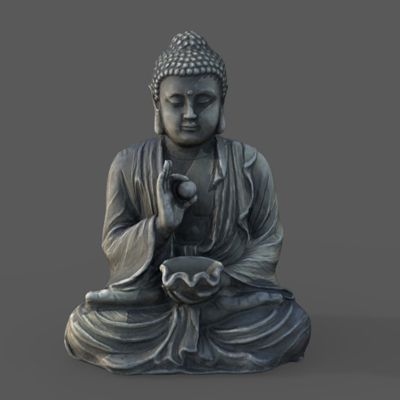 BUDDHA WHITH BALL 3D Model .c4d .max .obj .3ds .fbx .stl .blend 