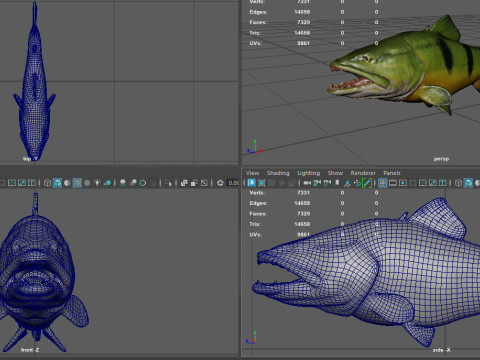 Modello di pesce Piranha Low-poly Modello 3D