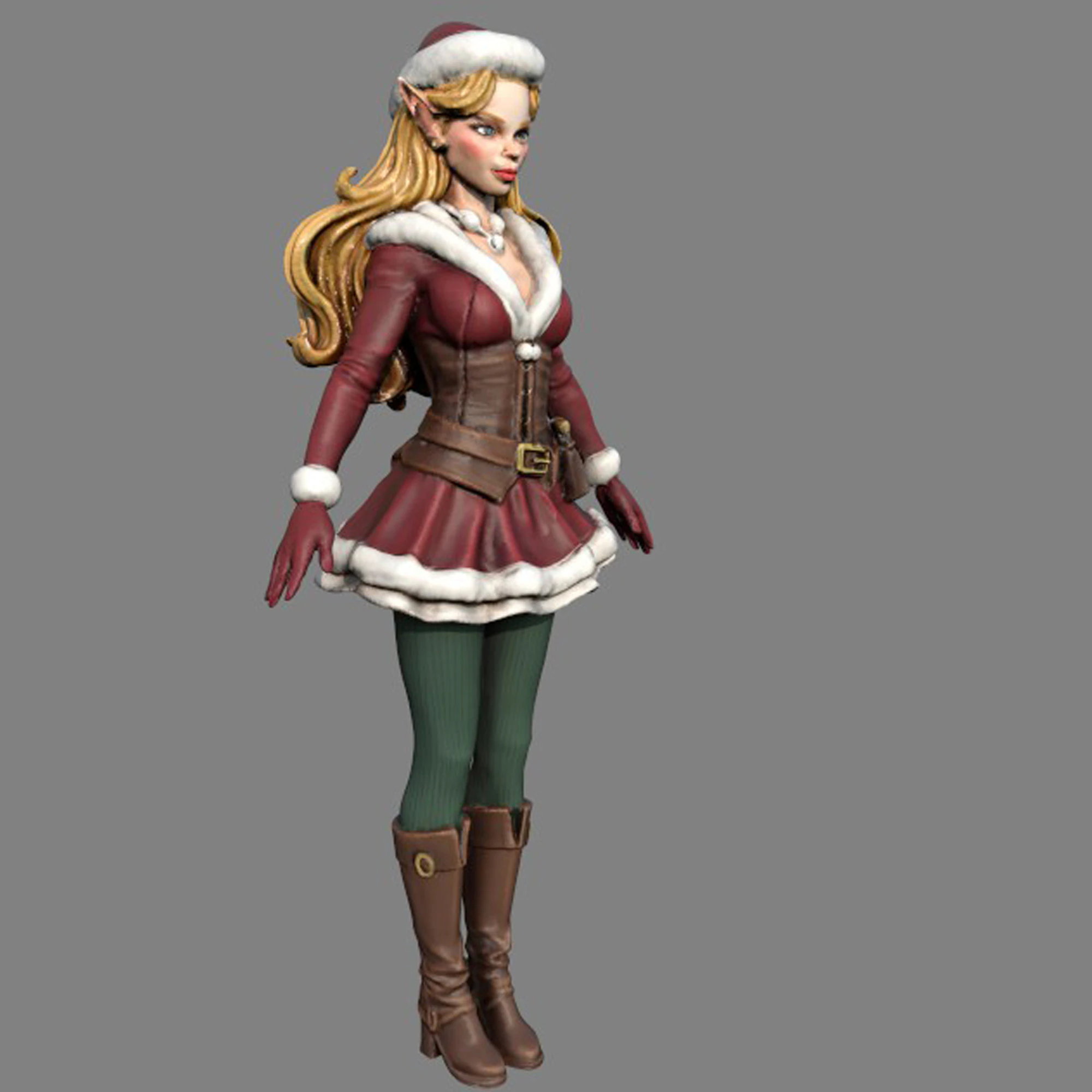 Elf in Festive Attire 3D Model .c4d .max .obj .3ds .fbx .stl .blend