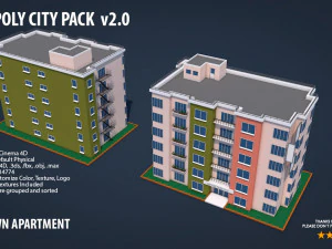 pacchetto citt&agrave; low poly 2 Modello 3D
