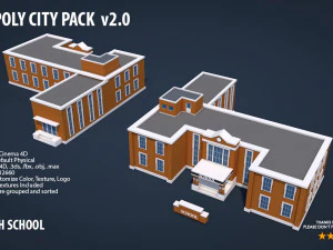 pacchetto citt&agrave; low poly 2 Modello 3D