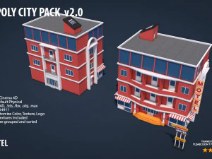 pacchetto citt&agrave; low poly 2 Modello 3D