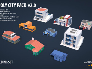 low poly city pack 2 Modèle 3D
