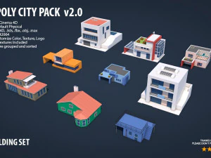 pacchetto citt&agrave; low poly 2 Modello 3D