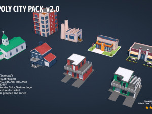 low poly city pack 2 Modèle 3D