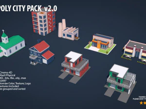 pacchetto citt&agrave; low poly 2 Modello 3D