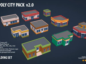 pacchetto citt&agrave; low poly 2 Modello 3D
