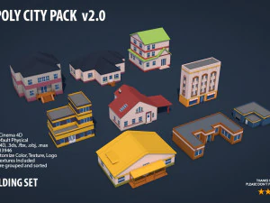 pacchetto citt&agrave; low poly 2 Modello 3D