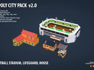 pacchetto citt&agrave; low poly 2 Modello 3D