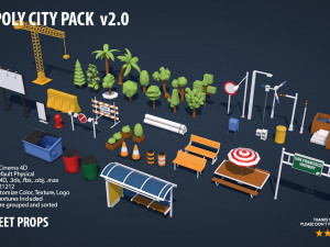 low poly city pack 2 Modèle 3D
