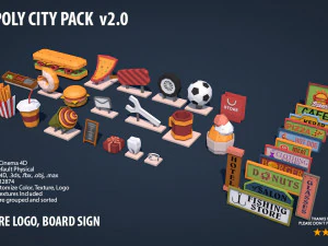 pacchetto citt&agrave; low poly 2 Modello 3D