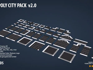 pacchetto citt&agrave; low poly 2 Modello 3D