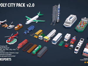 pacchetto citt&agrave; low poly 2 Modello 3D