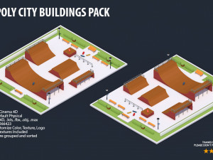 low poly city buildings pack Modelo 3D