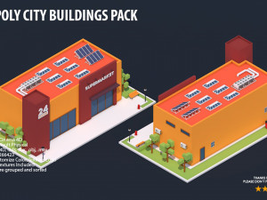 low poly city buildings pack Modelo 3D