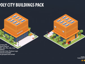 low poly city buildings pack Modelo 3D