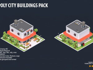 low poly city buildings pack Modelo 3D