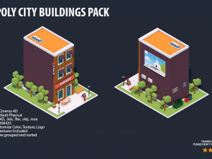 low poly city buildings pack Modelo 3D