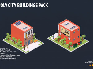 low poly city buildings pack Modelo 3D