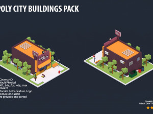 low poly city buildings pack Modelo 3D