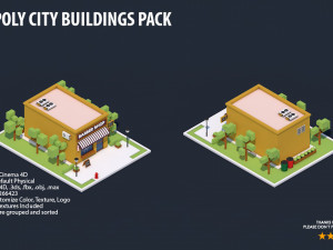 low poly city buildings pack Modelo 3D