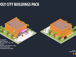 low poly city buildings pack Modelo 3D