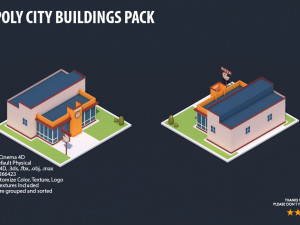 low poly city buildings pack Modelo 3D