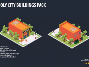 low poly city buildings pack Modelo 3D