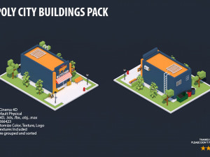 low poly city buildings pack Modelo 3D