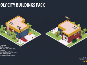 low poly city buildings pack Modelo 3D