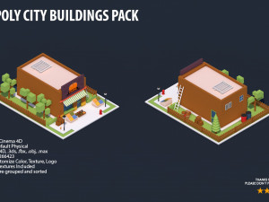 low poly city buildings pack Modelo 3D