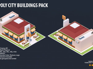 low poly city buildings pack Modelo 3D
