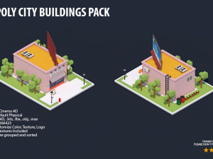 low poly city buildings pack Modelo 3D