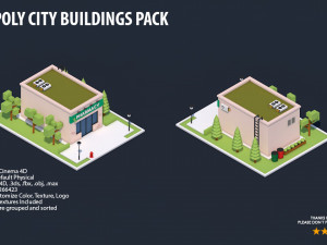 low poly city buildings pack Modelo 3D