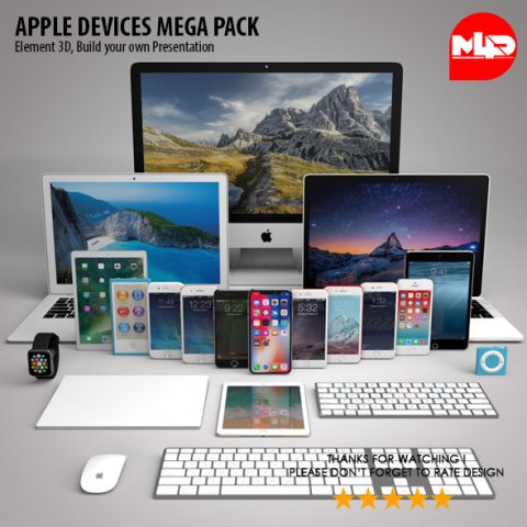 apple devices mega pack - element 3d Modèle 3D .c4d .max .obj .3ds .fbx .stl .blend 