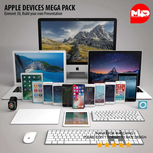 apple devices mega pack - element 3d 3D Model .c4d .max .obj .3ds .fbx .stl .blend 