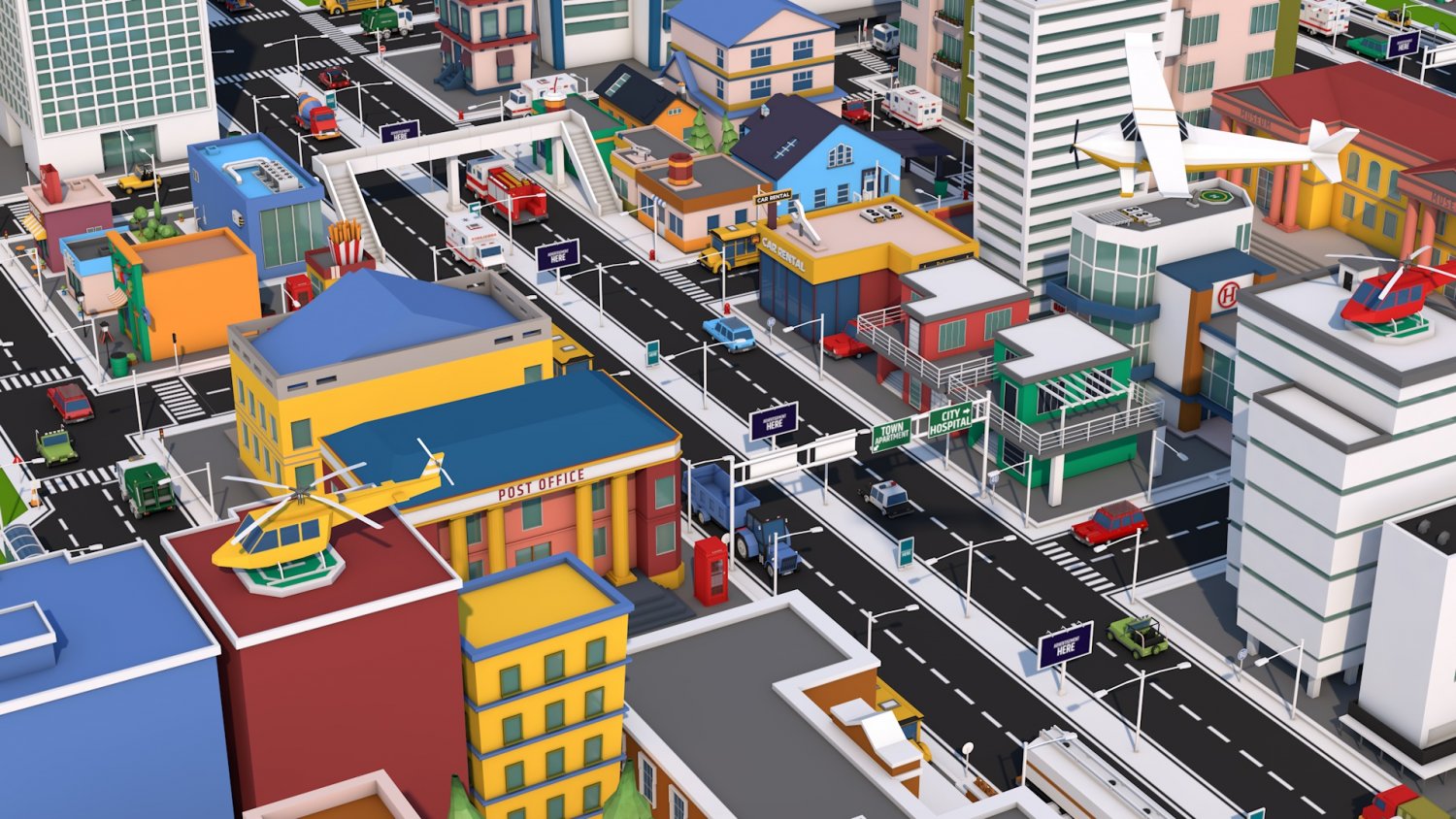 Low Poly City Mega Pack 3 3d Model In Buildings 3dexport