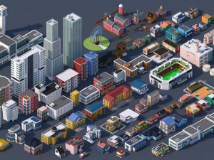 low poly city mega pack 3 3D Model