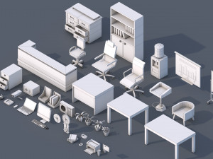 100 low poly furniture pack 3D Model