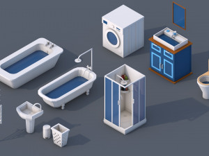 100 low poly furniture pack 3D Model