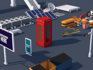 roads rooftop street elements 3 in 1 3D मॉडल