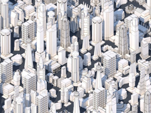 low poly city buildings 3D Model
