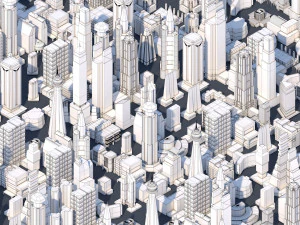 low poly city buildings 3D Model