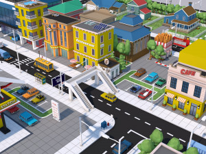 low poly city town pack Modèle 3D