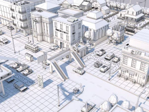 low poly city town pack 3D Model