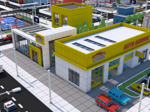 low poly city town pack 3Dモデル